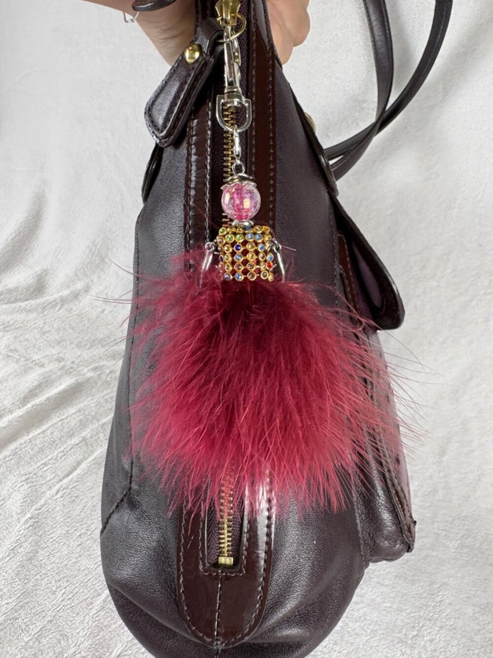 Coach Kristin Spectator Zip Tote in Eggplant/Ostrich Embossed and Patent Leather - Picture 5 of 16